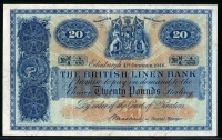 스코틀랜드 Scotland 1939-1957 ( 1946 ) ,British Linen Bank 20 Pounds P159b 미품+극미품