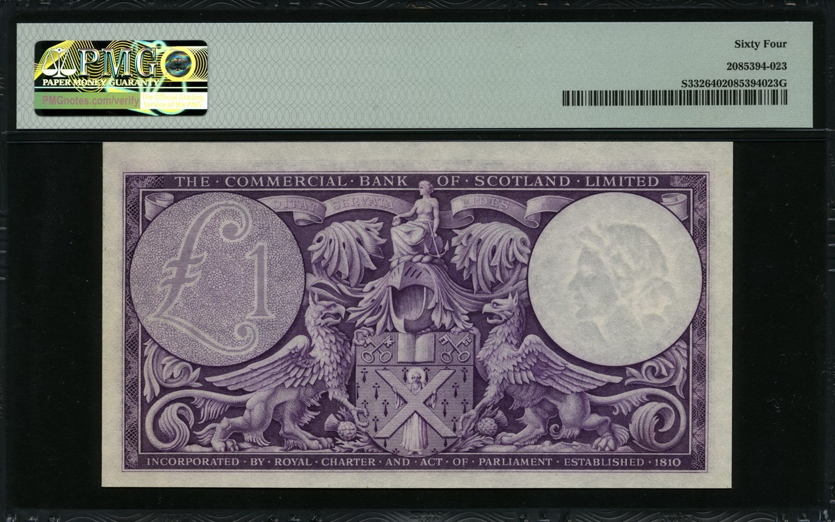 스코틀랜드 Scotland 1947-1953 ( 1953 ) 1 Pound S332 PMG 64 미사용