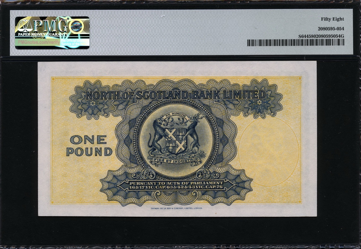 스코틀랜드 Scotland 1949 North of Scotland  Bank Limited 1 Pound S644 PMG 58 준미사용