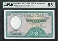 스코틀랜드 Scotland 1959 National Commercial Bank of Scotland Limited 5 Pounds P266 PMG 55 준미사용