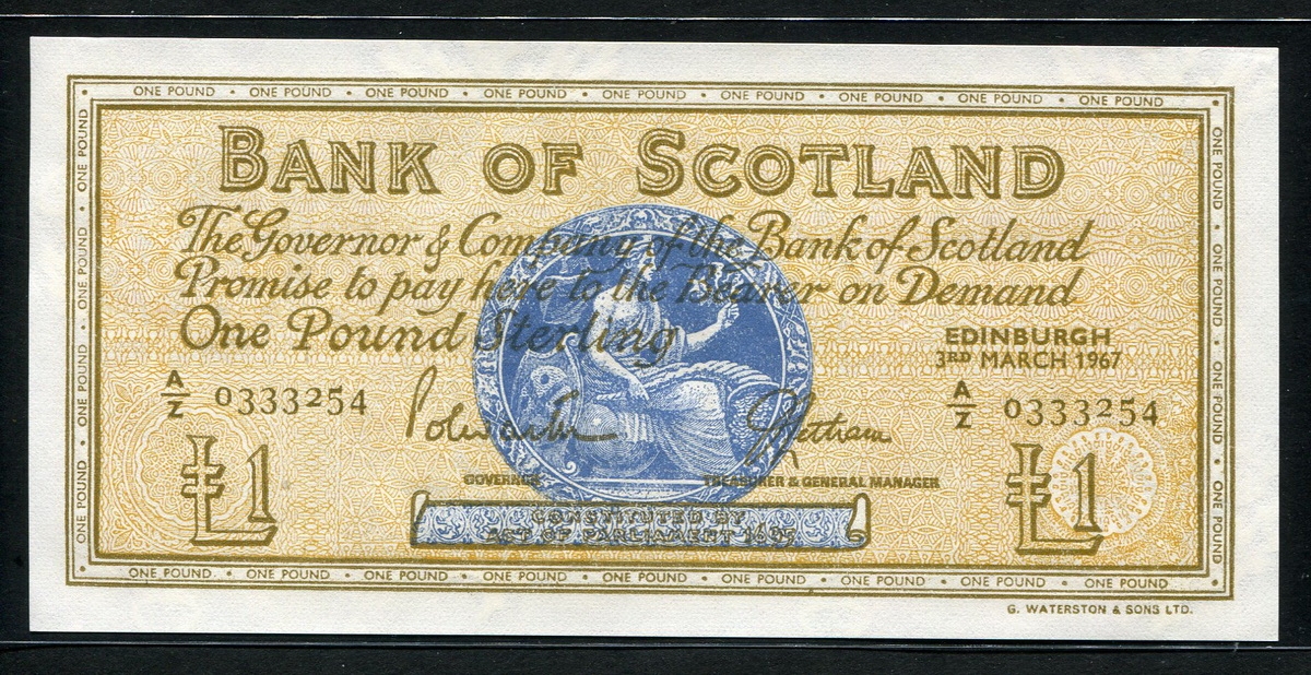 스코틀랜드 Scotland 1967 1 Pound P105b 미사용