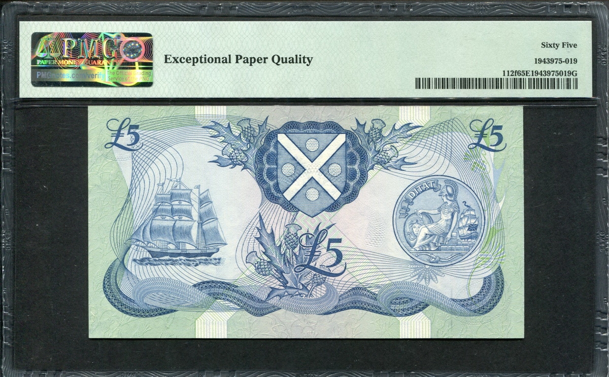 스코틀랜드 Scotland 1983-1988 5 Pounds P112f PMG 65 EPQ 완전미사용