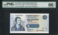 스코틀랜드 Scotland 1990 5 Pounds P218a PMG 66 EPQ 완전미사용