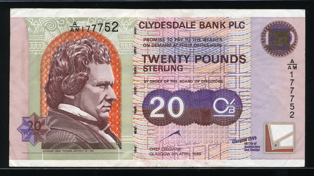 스코틀랜드 Scotland 1999 Commemorative Issue 20 Pounds P229 미품