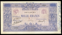 프랑스 France 1922-1926 ( 1926 ) 1000 Francs P67 미품(핀홀)