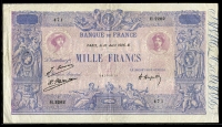 프랑스 France 1926 1000 Francs P67 미품 ( 핀홀)