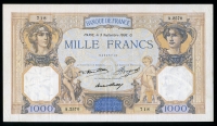 프랑스 France 1933-1936 ( 1936 ) 1000 Francs, 79c VF (핀홀)