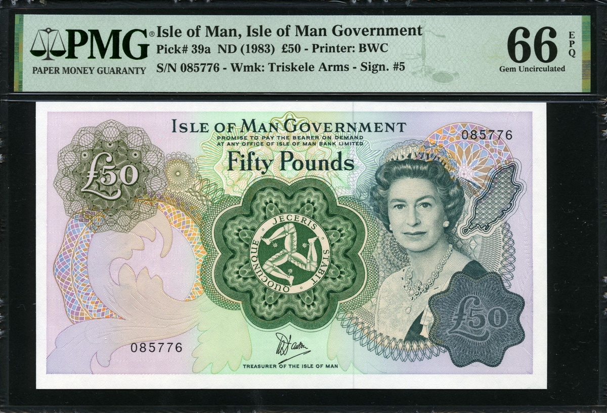 맨섬 Isle of Man 1983 50 Pounds P39a PMG 66 EPQ 완전미사용