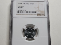 한국은행 2018년 1원 NGC MS 67 완전미사용 ( 민트 세트에서만 발행 )