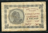 자르 Saar 1919 50 Centimes P1 미품