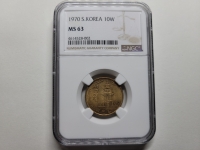 한국은행 1970년 적동화 10원 NGC MS 63 미사용