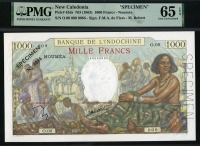 뉴칼레도니아 New Caledonia 1963 1000 Francs P43ds Specimen PMG 65 EPQ 완전미사용