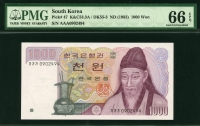한국은행 1983년 2차 천원, 나 1000원 일명 ✨ 똥돈 초판 🎀 가가가 09포인트 PMG 66 EPQ 완전미사용