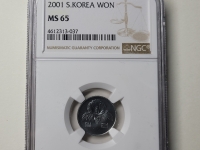 한국은행 2001년 1원 NGC MS 65 완전미사용 ( 발행량 : 130,000 개 )