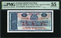 스코틀랜드 Scotland 1963-1967(1964), British Linen Bank 1 Pound, P166c, PMG 55 준미사용