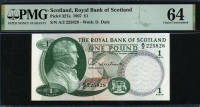 스코틀랜드 Scotland 1967 1 Pound P327 PMG 64 미사용