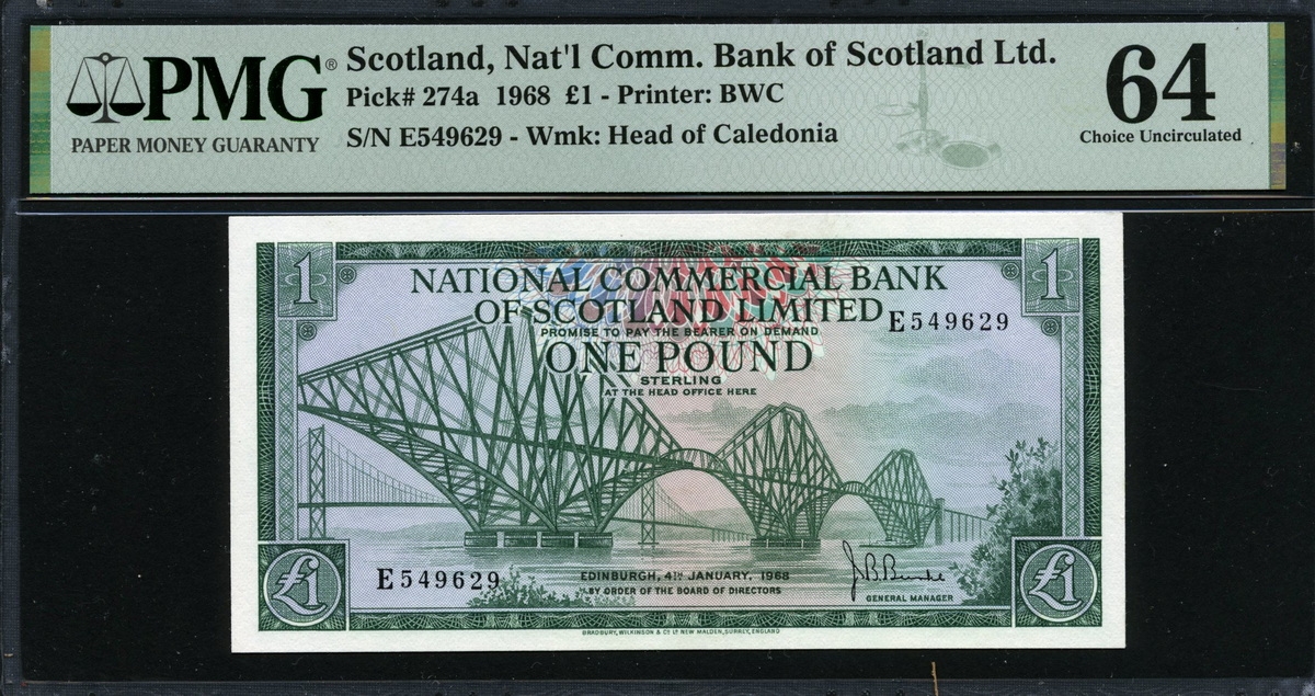 스코틀랜드 Scotland 1968 1 Pound P274 PMG 64 미사용