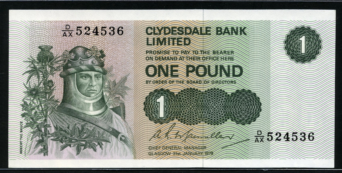 스코틀랜드 Scotland 1974-1981(1979) 1 Pound,P204c,미사용