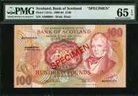 스코틀랜드 Scotland 1990-1994 100 Pounds P118As Specimen PMG 65 EPQ 완전미사용