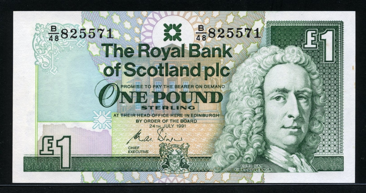 스코틀랜드 Scotland 1991 1 Pound P351b 미사용