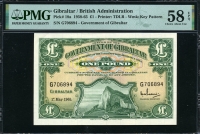 지브롤터 Gibraltar 1965 1 Pound,P18a,PMG 58 EPQ 준미사용