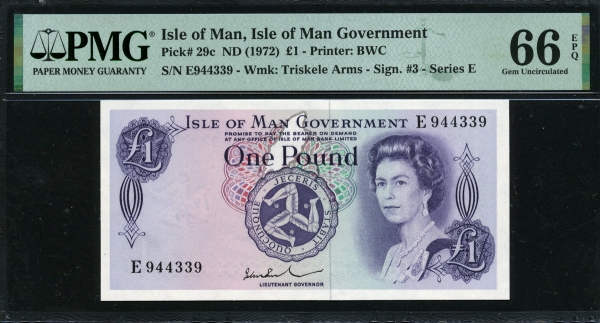 맨섬 Isle of Man 1972 1 Pound P29c PMG 66 EPQ 완전미사용