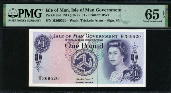 맨섬 Isle of Man 1972 1 Pound P29d PMG 65 EPQ 완전미사용