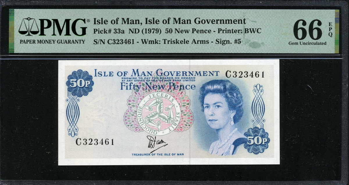 맨섬 Isle of Man 1979 50 New Pence P33a PMG 66 EPQ 완전미사용