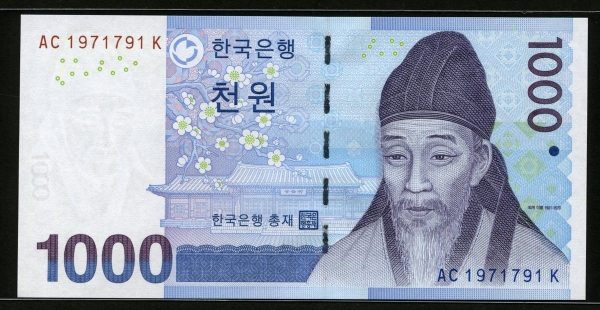 한국은행 2007년 3차 천원, 다 1000원 레이더 1971791 미사용