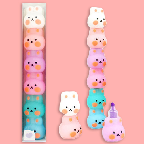 [10933]4000모여라토끼6단형광펜[D-7]