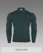 머슬핏 자수 카라넥 긴팔니트 S207 그린