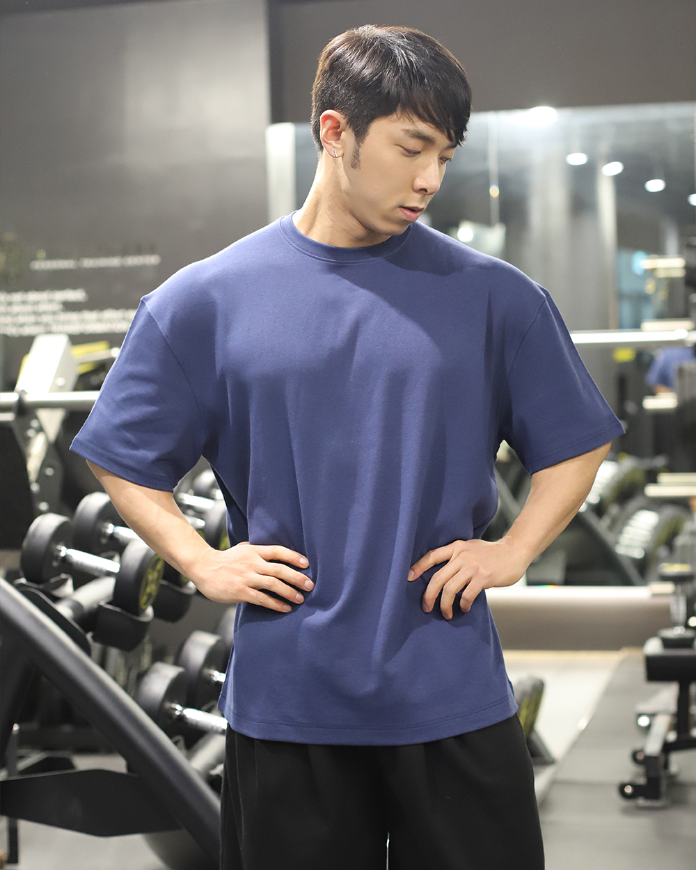 오버핏 코튼모달 반팔티셔츠 오션네이비 S408