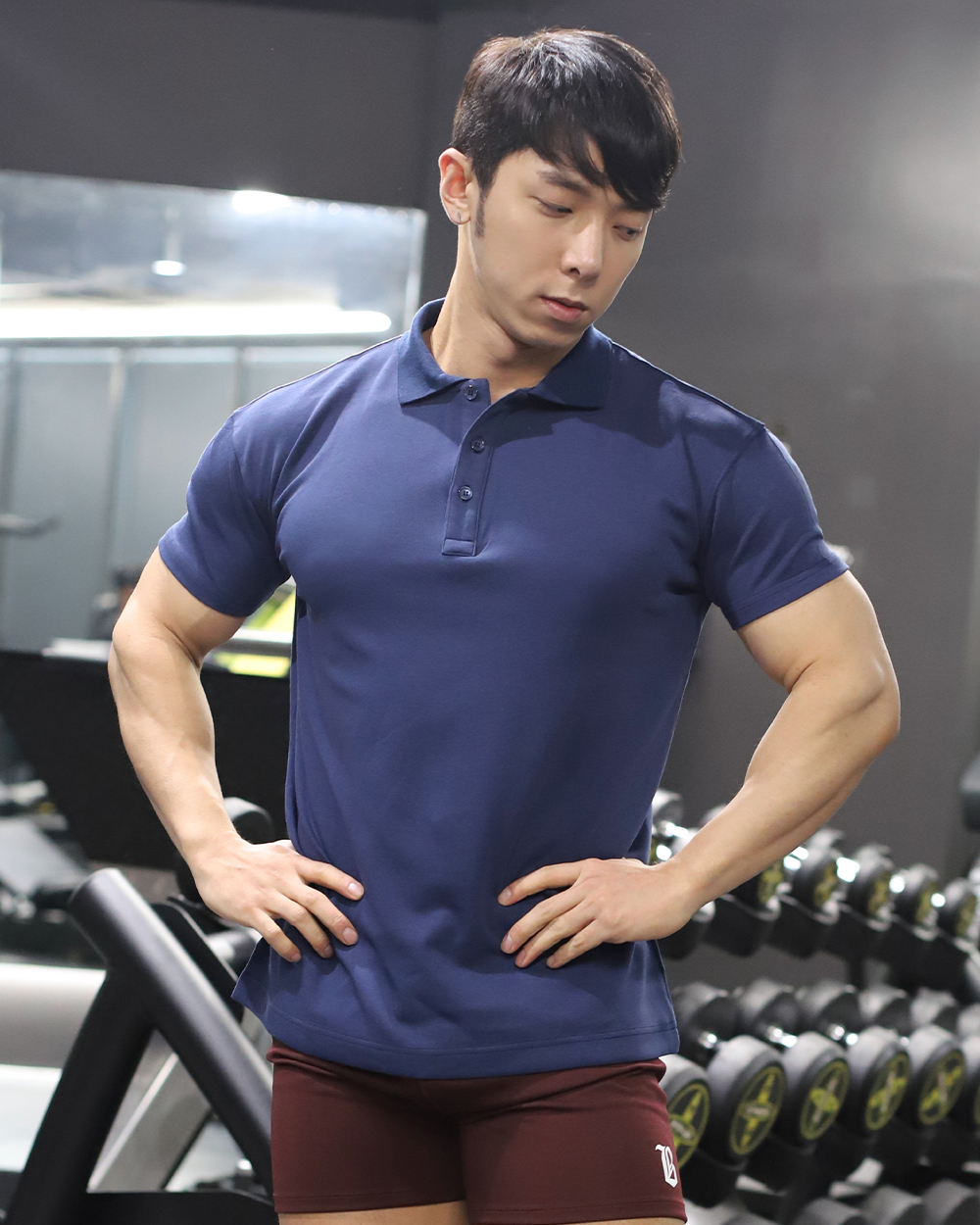 머슬핏 코튼모달 폴로 카라티셔츠 오션네이비 S414