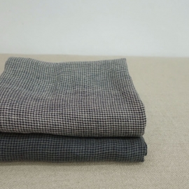 Vintage houndstooth check linen fabric 1/2 yard