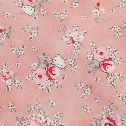 Rosie and Hello Kitty Cotton Fabric 1/2 Yard - Powder pink