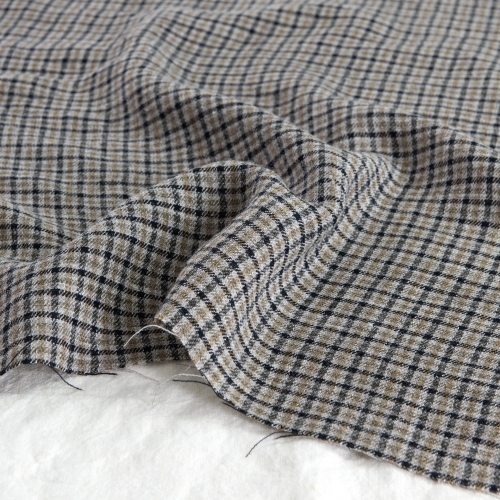 Classic check wool linen fabric 1/2 yard