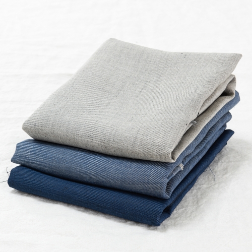 Vintage denim linen fabric 1/2 yard