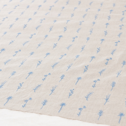 Botanical embroidery linen fabric 1/2 yard