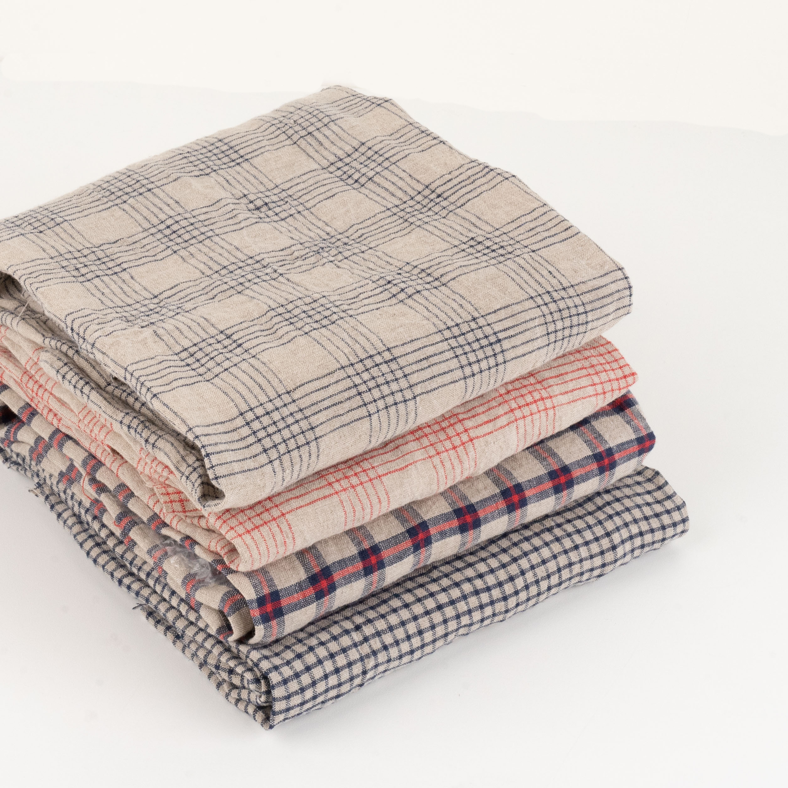 Azumadaki Check Series D Linen Fabric 1/2 Yard