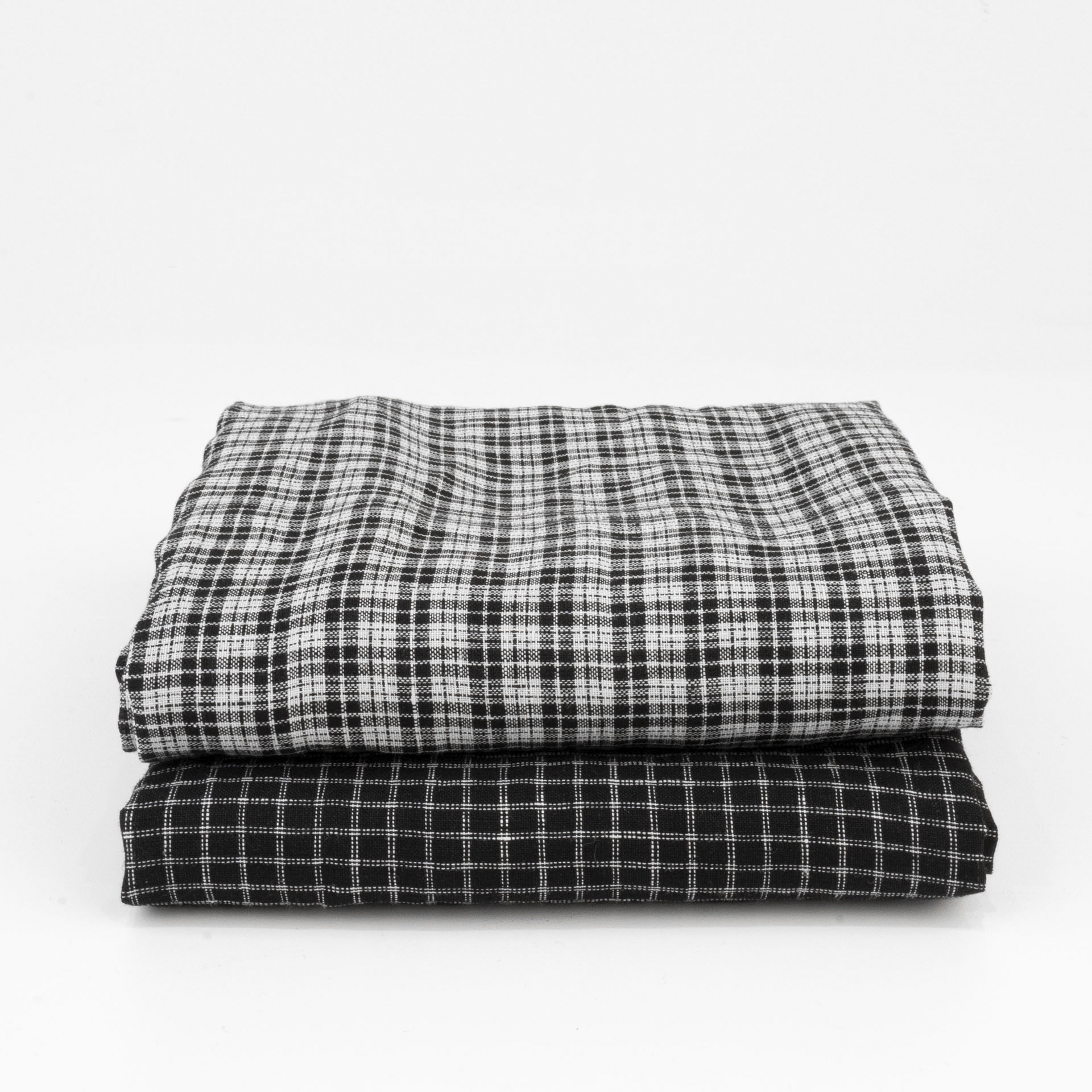 Modern black check linen fabric 1/2 yard