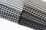 Double Gauze Gingham & Stripe Linen Fabric 1/2 horse