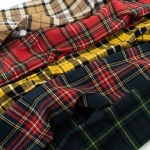 Tartan Check Cotton Linen Fabric 1/2 Yard