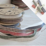 깅엄체크 린넨 리본 1y / 1Roll