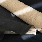 Black & Orange Linen Denim fabric 1/2 yard