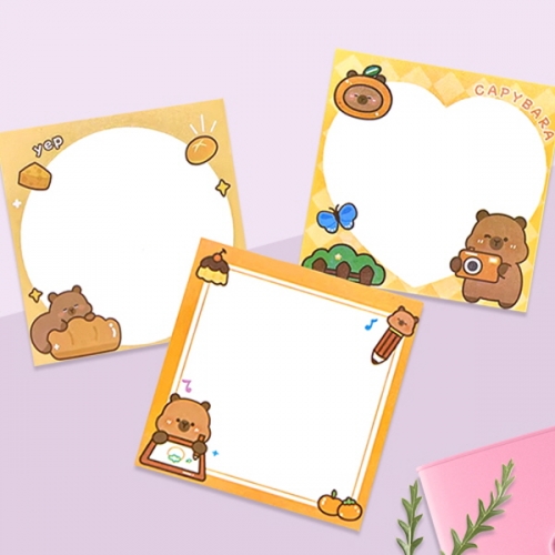 [만들기대장]사각 카피바라 점착메모지-약50매 (3종 1개랜덤)