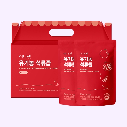 [단품] 이너셋 유기농 석류즙 70ml 30포 x 1박스 / 석류주스 석류과즙 갱년기 에스트로겐 주스