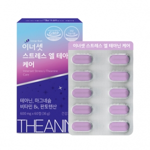 이너셋 스트레스 엘 테아닌 케어 600mg 60정 x 1박스 (1개월분) / 긴장완화 피로개선 숙면 엘테아닌 마그네슘