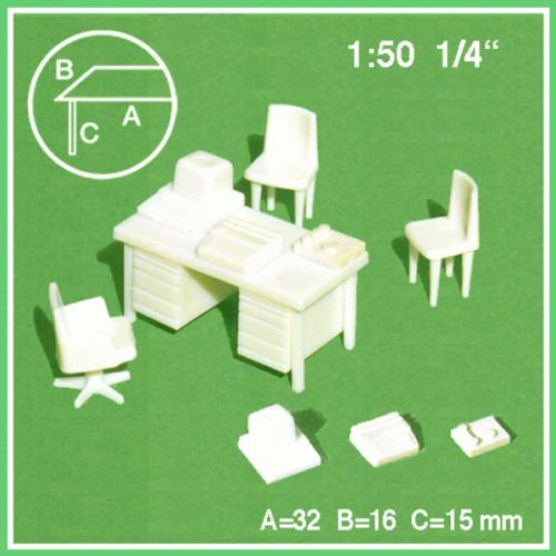 사무실 세트(책상1,의자3)  1:50 / FS5551322