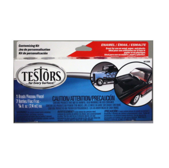 9119 Testors 모델 카  에나멜 7.4ml 6색 & 신나,붓