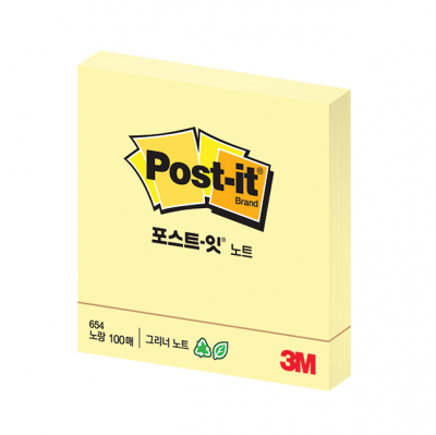 3M 포스트 잇 654  노랑 (76 x 76mm) 100매